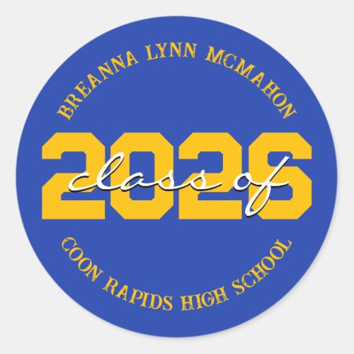 Blue and Gold Personalized Graduation Stickers
