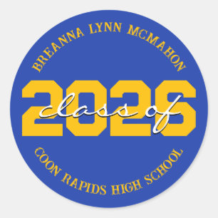 Blue and Gold Personalized Graduation Stickers