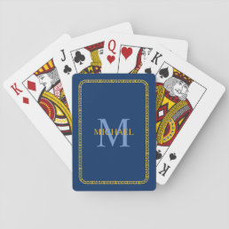 Blue and Gold Personalized Monogram and Name Playing Cards