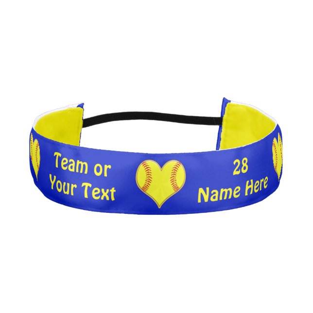 Blue and Gold Personalized Softball Headbands (Front)