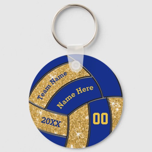 Blue and Gold Personalized Volleyball Team Gifts Keychain