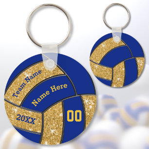 Blue and Gold Personalized Volleyball Team Gifts Keychain