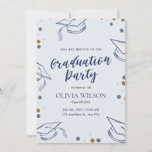 Blue and Gold Photo Graduation Party Card
