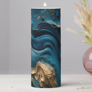 Blue and Gold Pillar Candle