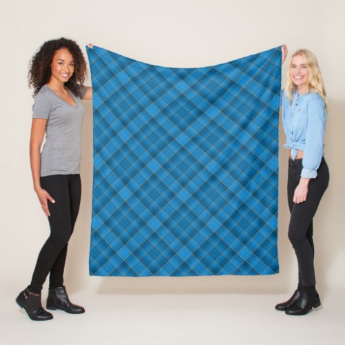 Blue and Gold Plaid Pattern Fleece Blanket
