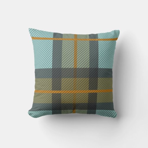 Blue and Gold Plaid Style Design Throw Pillow