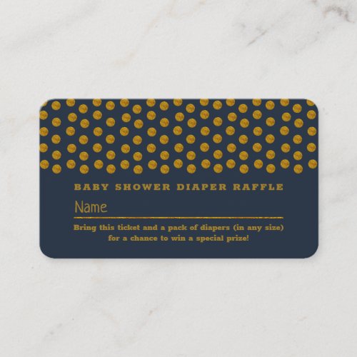 Blue and Gold Polka Dot  Diaper Raffle Ticket Enclosure Card