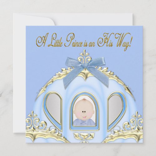 Blue and Gold Prince Baby Shower Invitation