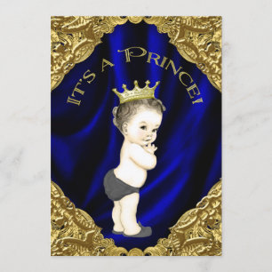 Blue and Gold Prince Baby Shower Invitation