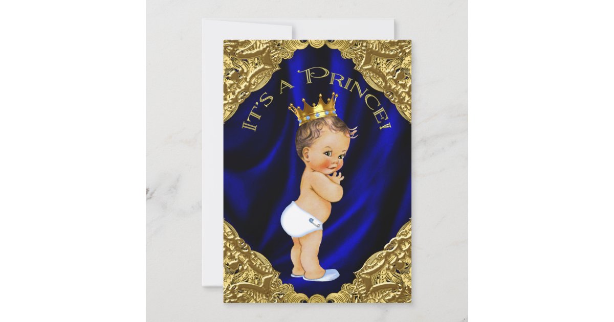 Blue and Gold Prince Baby Shower Invitation | Zazzle