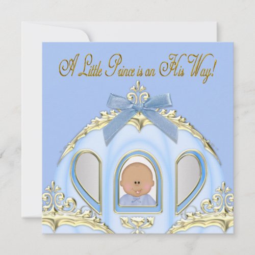 Blue and Gold Prince Baby Shower Invitations
