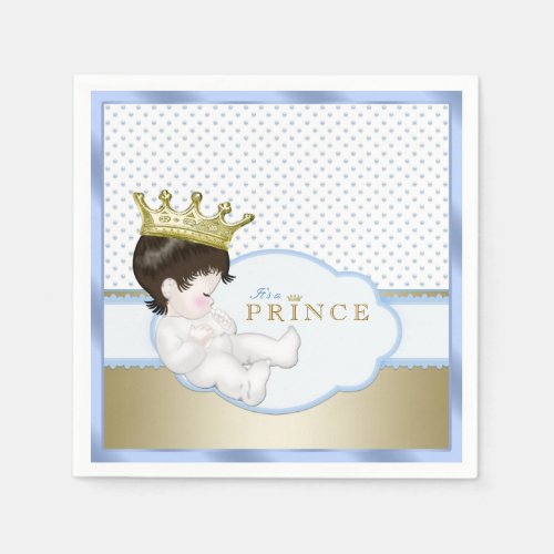 Blue and Gold Prince Baby Shower Paper Napkins