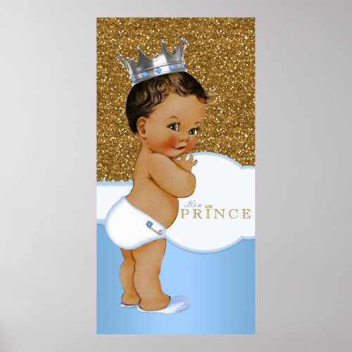 Blue and Gold Prince Baby Shower Poster