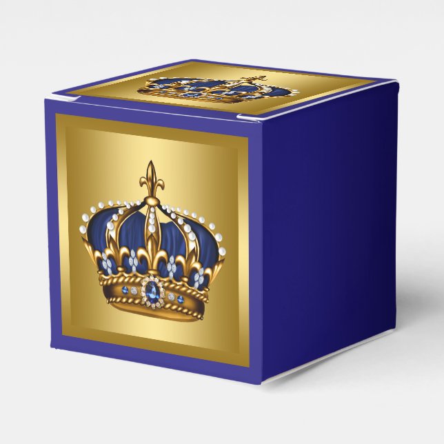 Blue and Gold Prince Favor Boxes (Front Side)