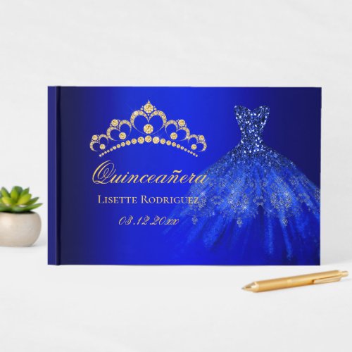 Blue And Gold Quinceanera Guest Book