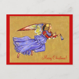 Blue and Gold Renaissance Angel Christmas PostCard