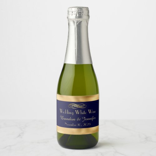 Blue and Gold Round Wine  Sparkling Wine Label