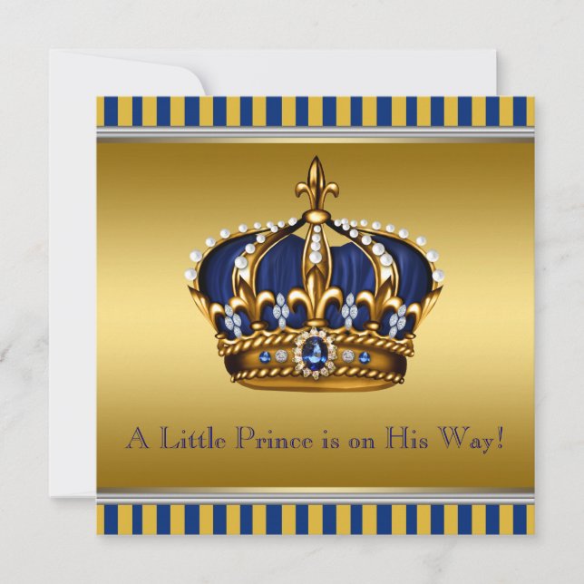 Blue and Gold Royal Baby Shower Invitation (Front)