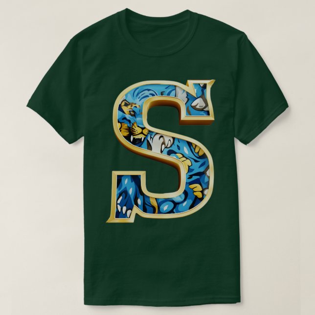 Blue and Gold S Jaguar TShirt (Design Front)