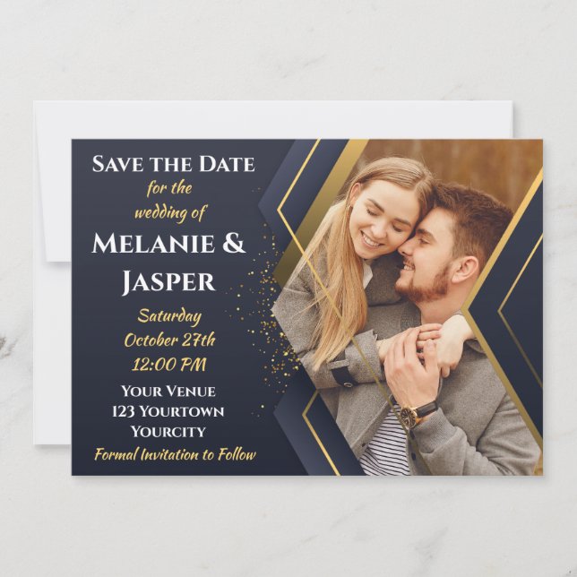 Blue and Gold Save The Date (Front)
