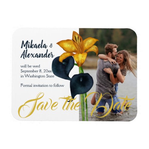 Blue and Gold Save the Date Magnet