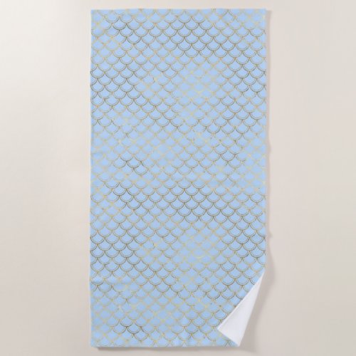 Blue and Gold Scale design Beach Towel