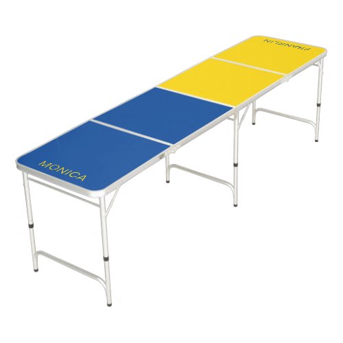 Blue and Gold School Color Block Beer Pong Table