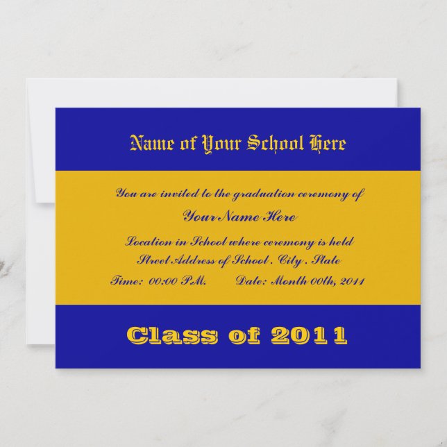 Blue and Gold School Colors Invitation (Front)