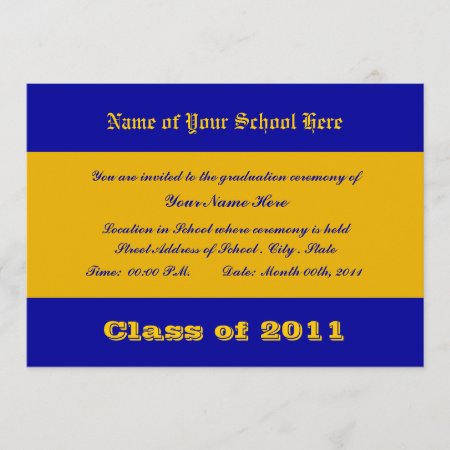 Blue And Gold School Colors Invitation