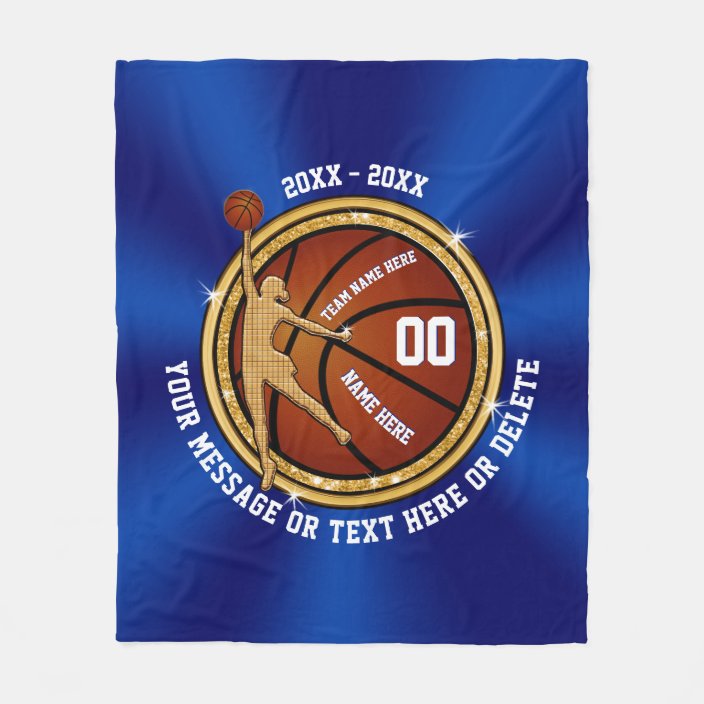 Blue And Gold Senior Night Basketball Gift Ideas Fleece Blanket