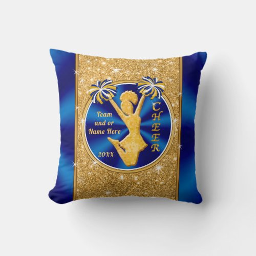 Blue and Gold Senior Night Gifts for Cheerleaders Throw Pillow