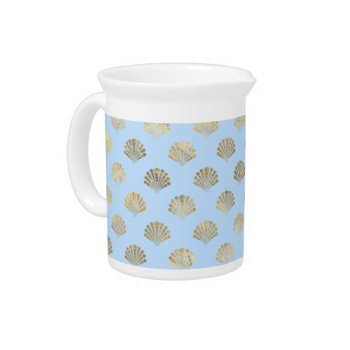 Blue and Gold Shell design Beverage Pitcher