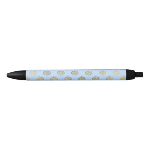Blue and Gold Shell design Black Ink Pen
