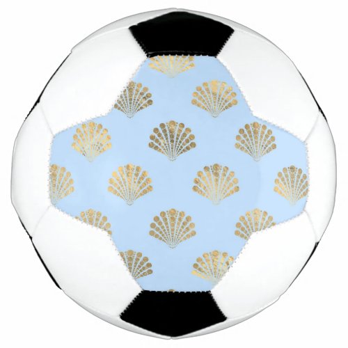 Blue and Gold Shell design Soccer Ball