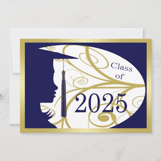 Blue and Gold Silhouette 2025 Card (Front)