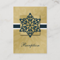blue and gold snowflakes winter wedding enclosure card