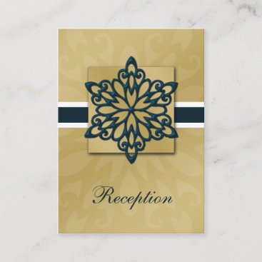 blue and gold snowflakes winter wedding enclosure card