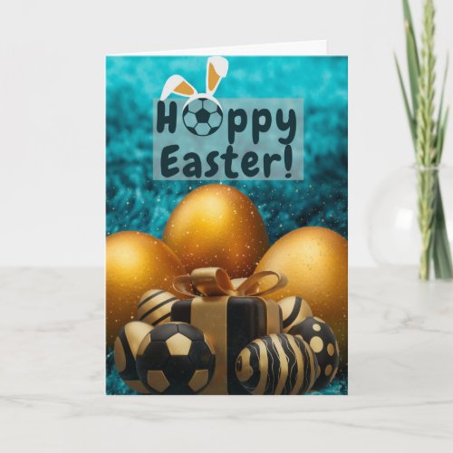 Blue and Gold Soccer Easter Card