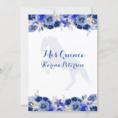 Blue and Gold Spanish Boot Charra Quinceanera Invitation (Back)