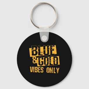 Blue And Gold Spirit Wear For High School Football Keychain