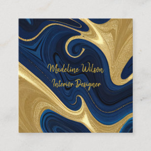 Blue and Gold Square Business Card