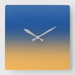Blue and Gold Square Wall Clock
