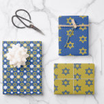 Blue and Gold Star of David Wrapping Paper Sheets<br><div class="desc">A lovely blue and gold set of wrapping paper.  This design features a gold and blue star of David design.  Purchase yours today!  

Artwork created by: AMBillustrations 
http://www.etsy.com/shop/AMBillustrations/</div>