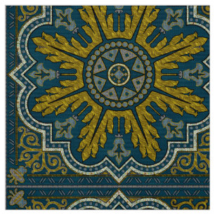 Blue and Gold Star Point Deco Fabric