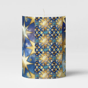blue and gold stars candle