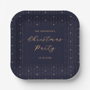 Blue And Gold Stars Christmas Party Paper Plates