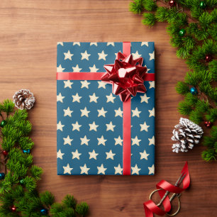 Blue and Gold Stars Christmas Wrapping Paper