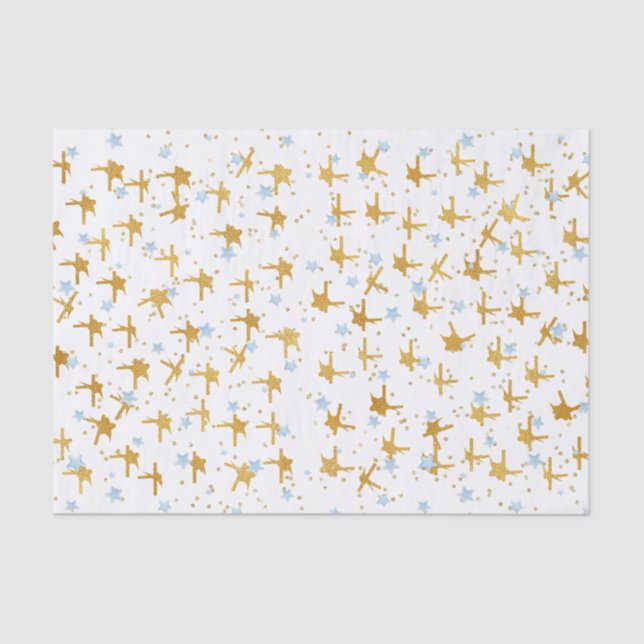 Blue and Gold Stars Confetti Tissue Paper (Front)