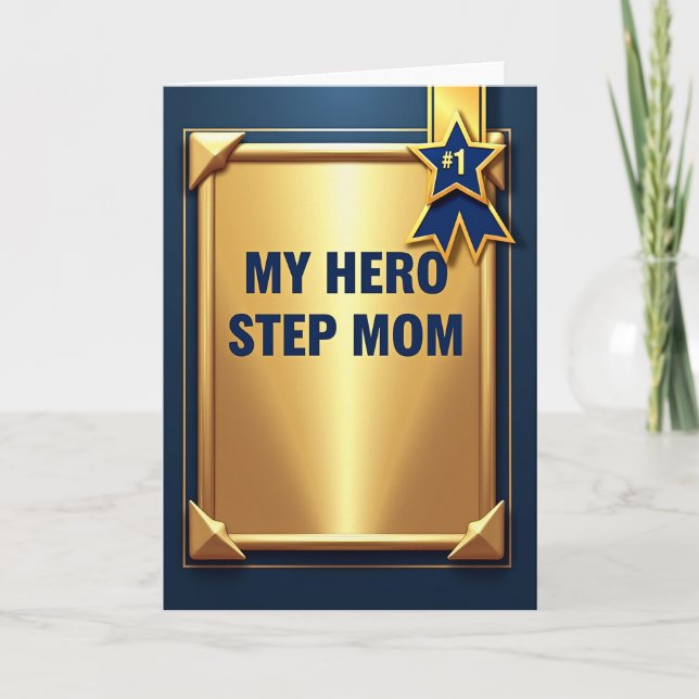 Blue And Gold Step Mom Award Card (Front)