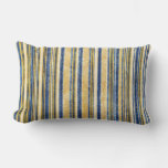 Blue And Gold Striped Pillow at Zazzle